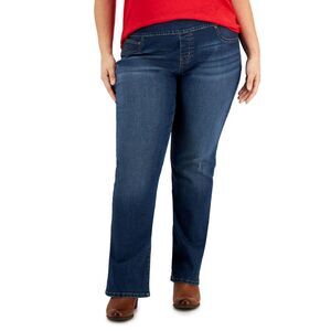 Plus Size Mid-Rise Pull On Boot-Cut Jeans